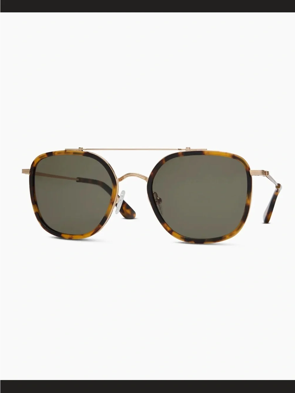 Quince Tortoiseshell and Gold Aviator Sunglasses with Green Lenses